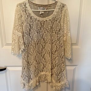 Sienna Sky Cream Lace Floral Tunic